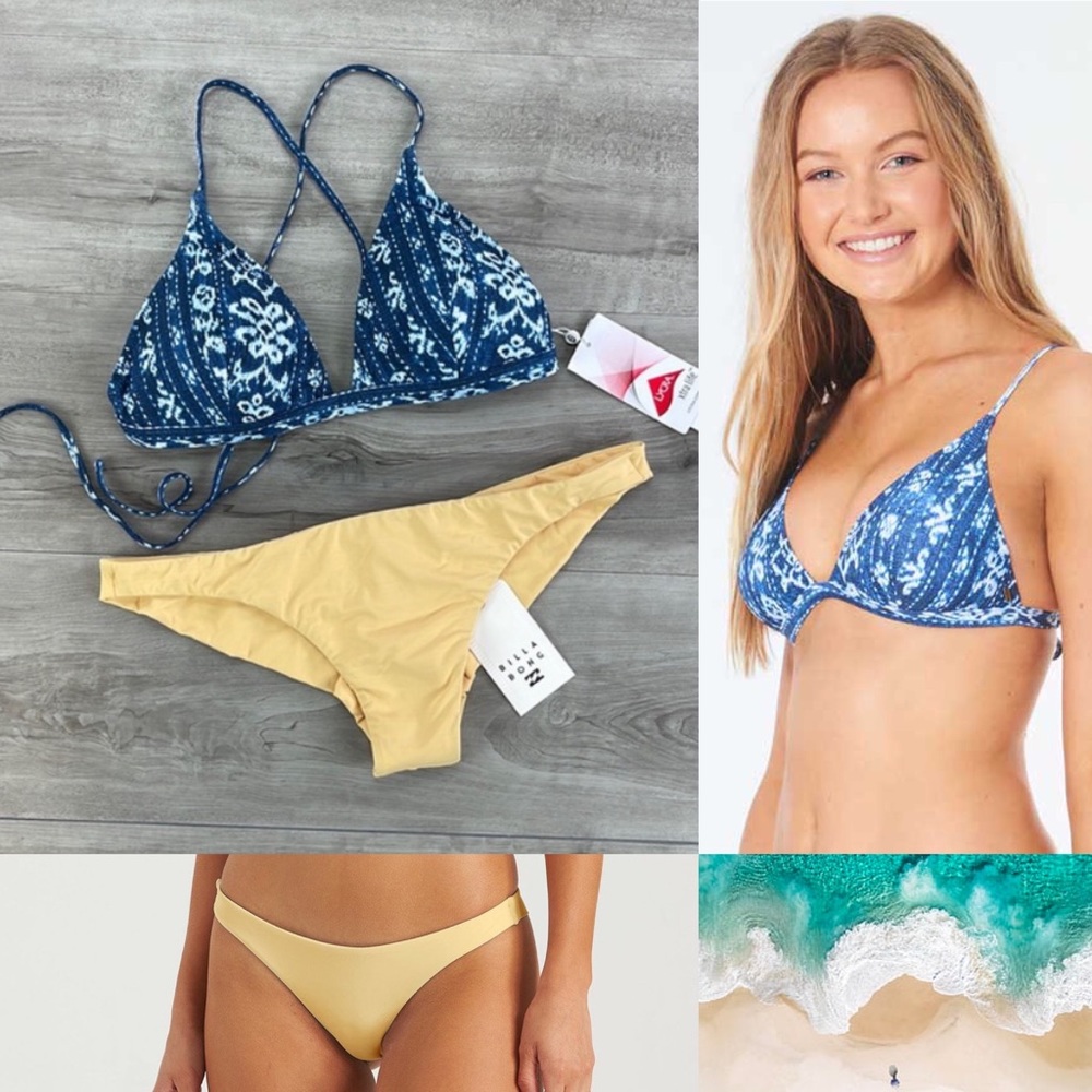 ☀️BILLABONG☀️RIP CURL☀️ SURF SHACK TRI TOP SOL SEARCHER TANGA CHEEKY BIKINI SET